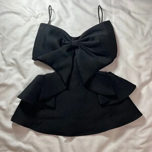 ELPIS Women's Black Tank with Side Cutout and Large Bow NWT | Size S